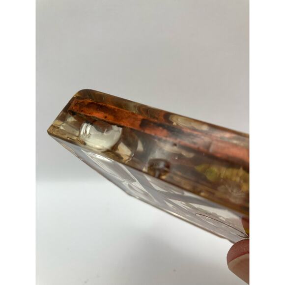 Vintage Acrylic Lucite Egg Timer Hour Glass with Seeds Fall Themed 3" x 3.25" - Picture 5 of 7